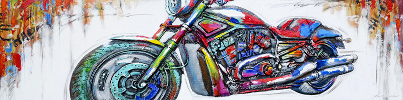 PXFC273 Wall décor art oil on canvas pop art motorcycle colourful